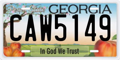 GA license plate CAW5149