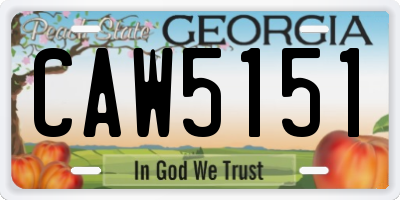 GA license plate CAW5151