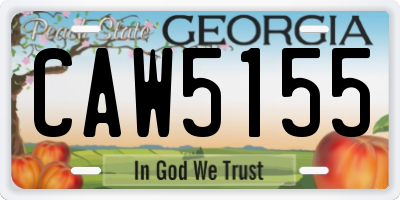 GA license plate CAW5155