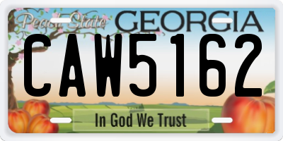 GA license plate CAW5162