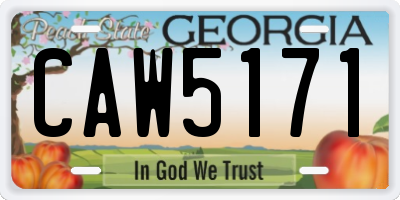 GA license plate CAW5171