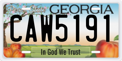 GA license plate CAW5191
