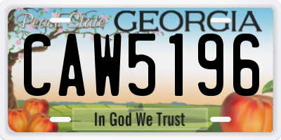 GA license plate CAW5196