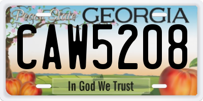 GA license plate CAW5208