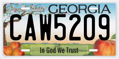 GA license plate CAW5209