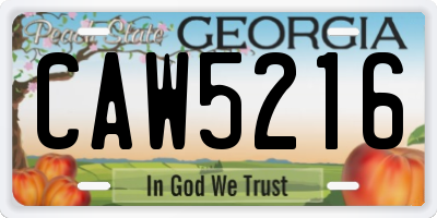 GA license plate CAW5216