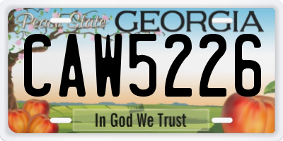 GA license plate CAW5226