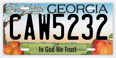 GA license plate CAW5232
