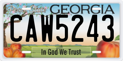 GA license plate CAW5243