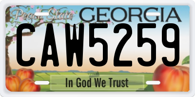 GA license plate CAW5259