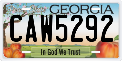 GA license plate CAW5292