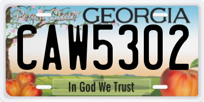 GA license plate CAW5302