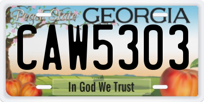 GA license plate CAW5303