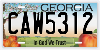 GA license plate CAW5312