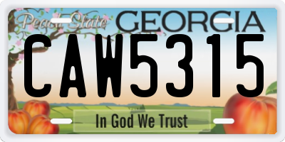 GA license plate CAW5315