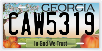 GA license plate CAW5319