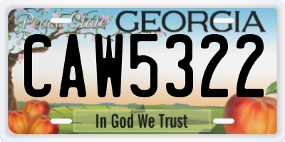 GA license plate CAW5322