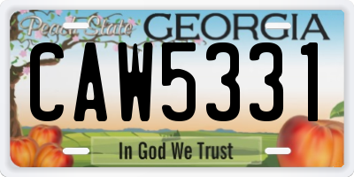 GA license plate CAW5331