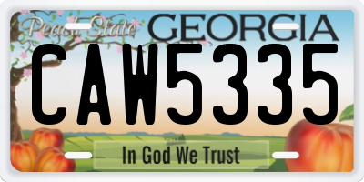 GA license plate CAW5335