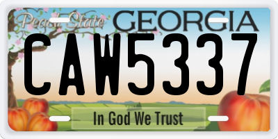 GA license plate CAW5337