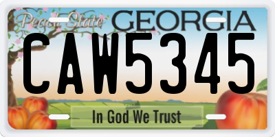 GA license plate CAW5345