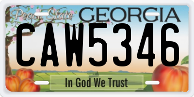 GA license plate CAW5346