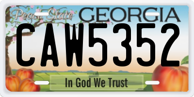 GA license plate CAW5352