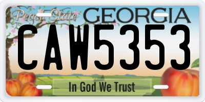 GA license plate CAW5353