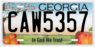 GA license plate CAW5357