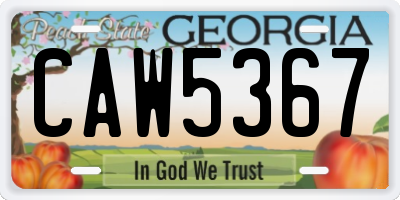 GA license plate CAW5367