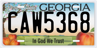 GA license plate CAW5368