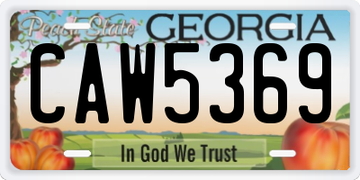 GA license plate CAW5369