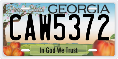 GA license plate CAW5372