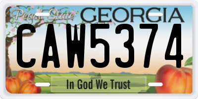 GA license plate CAW5374