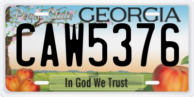 GA license plate CAW5376