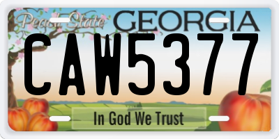 GA license plate CAW5377