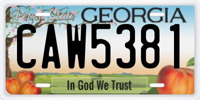GA license plate CAW5381