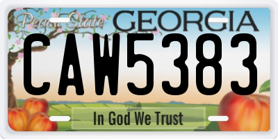 GA license plate CAW5383
