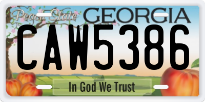 GA license plate CAW5386