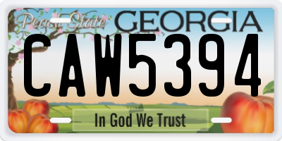 GA license plate CAW5394