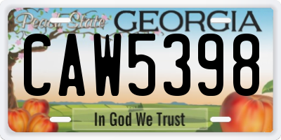 GA license plate CAW5398
