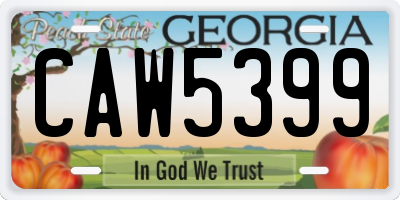 GA license plate CAW5399