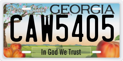 GA license plate CAW5405
