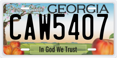 GA license plate CAW5407
