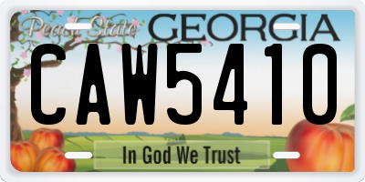 GA license plate CAW5410