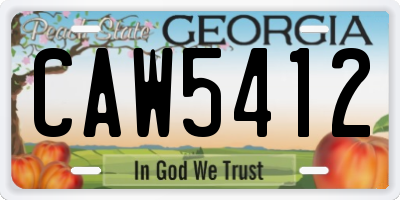 GA license plate CAW5412