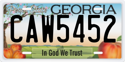 GA license plate CAW5452