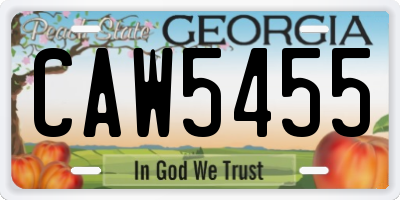 GA license plate CAW5455