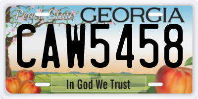 GA license plate CAW5458