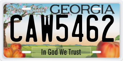 GA license plate CAW5462